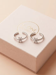Silver Blossom Crystal Toe Ring for women