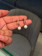 Pearl aura silver earrings
