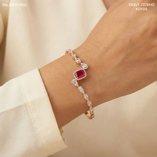 Ruby charm silver kada for women