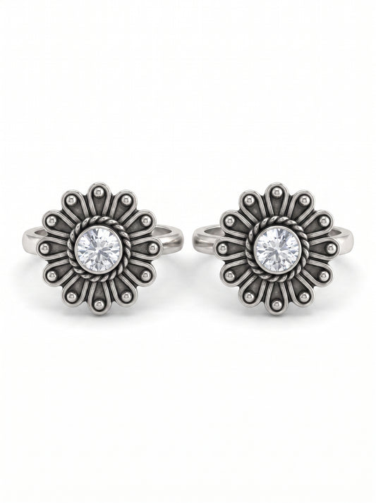 Wildflower silver toerings for women