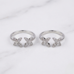 Twinstar grace silver toerings for women