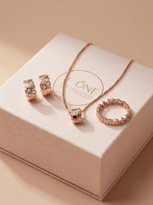 Glitter grace silver pendant set for women