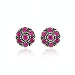 Purple bloom silver stud