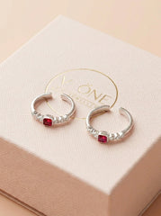Rosy sparkle silver toerings for women