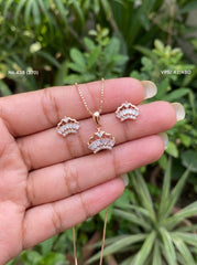 Princess crystal silver pendant set for women