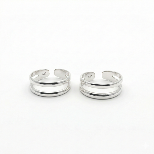 Cascade silver toerings for women