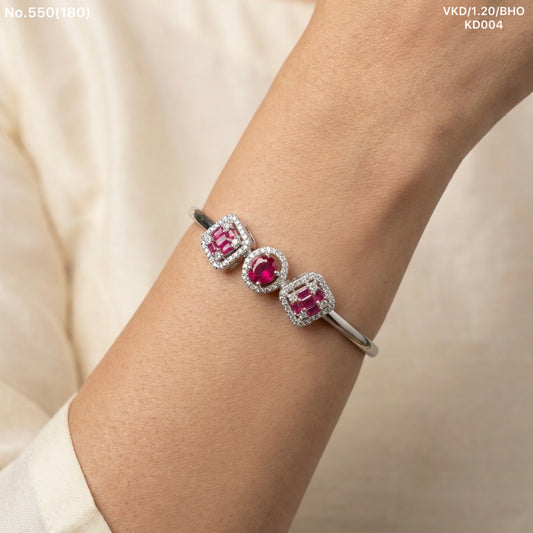 Ruby radiance silver kada for women