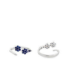 Dusk petal silver toe rings for women