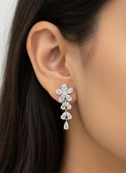 Bouquet drops silver earrings