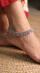 Maharani Style Silver Payal for Women