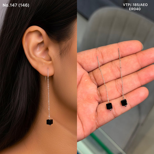 Black mystic silver earrings for women