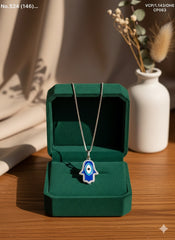 Hamsa evil eye silver chain pendant