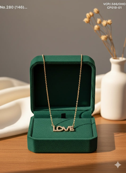 Love charm silver chain pendant