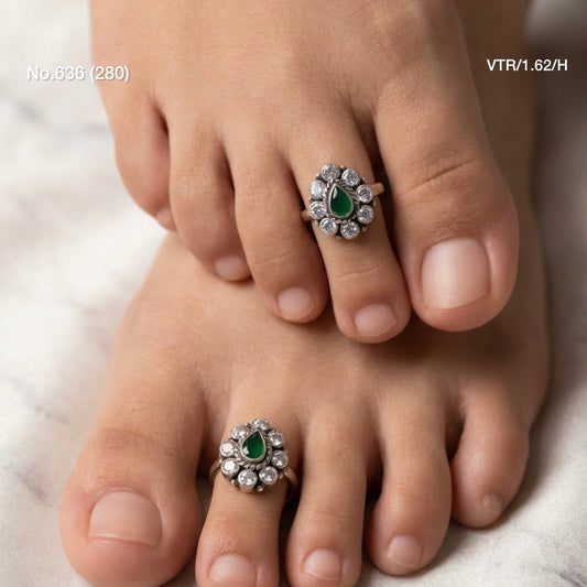 Ruhani oxidised silver toerings for women