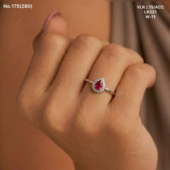 Pink drop shine silver ring for women