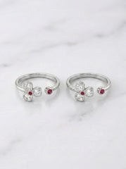 Charming blossom silver toerings for women