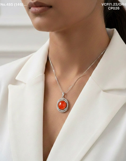 Fire & frost silver chain pendant