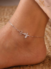 Butterfly trails silver anklet for women