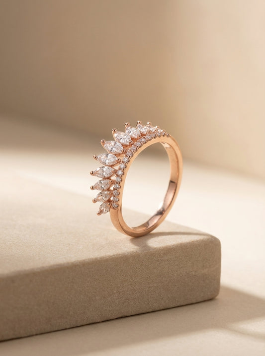 Royal crown silver ring for women
