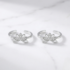 Celestia lotus silver toe rings for women