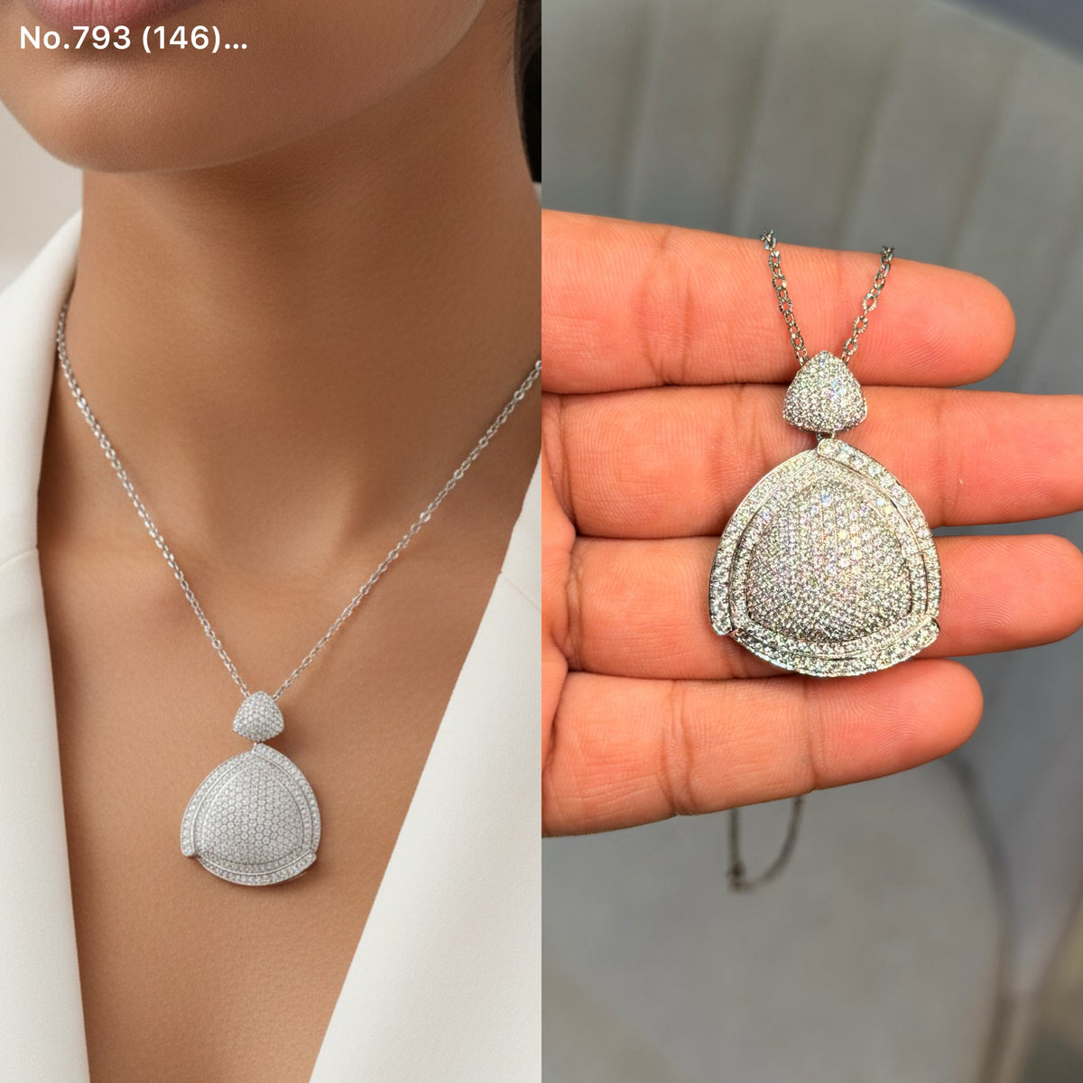 Titan TriStone silver chain pendant