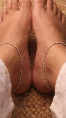 Inaaya Tiny Beads Silver Payal for Women