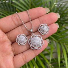 Blossom charm silver pendant set for women