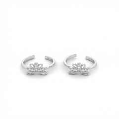 Celestia lotus silver toe rings for women