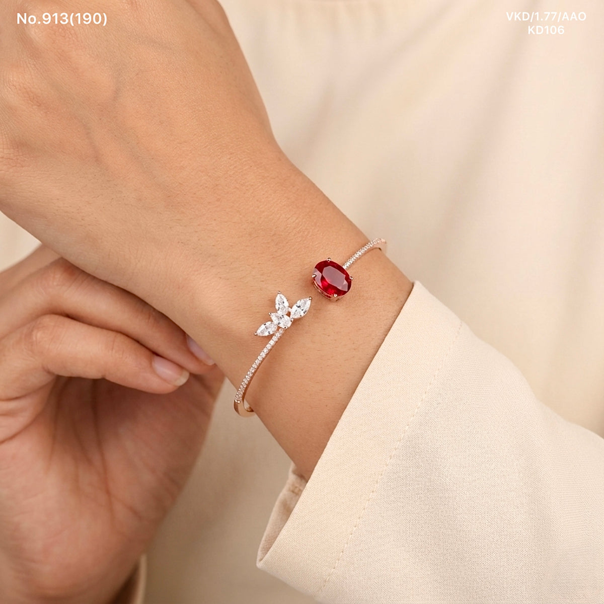 Red Royal silver kada for women