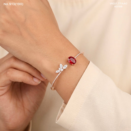 Red Royal silver kada for women