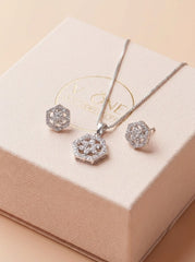 Floral mystic silver pendant set for women