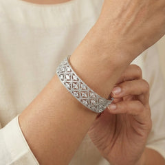 Sapphire spark silver kada for women