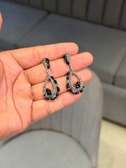 Dark glam drop silver earrings