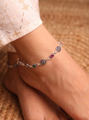 Anuradha silver heavy payal for women