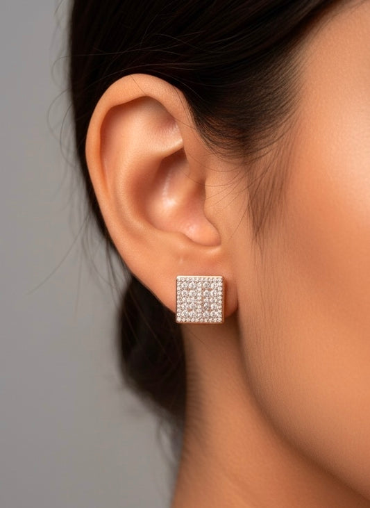 Radiant solitaire silver stud