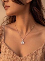 Celestial floral silver pendant set for women