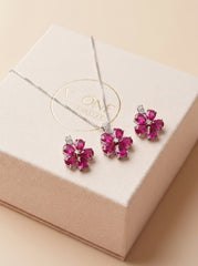 Blush bloom silver pendant set for women