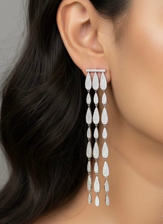 Ivory falls silver earrings