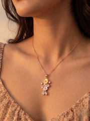 Bloom aura silver pendant set for women