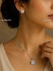 Imperial aura shine silver pendant set for women