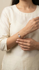 Crystal shine silver kada for women