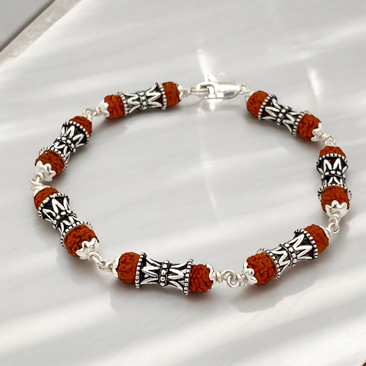 Silver Shiv Damroo Rudraksha Bracelet