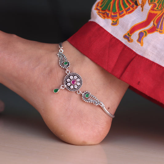 Ethnic Charm Jaipur Silver Anklets for Women