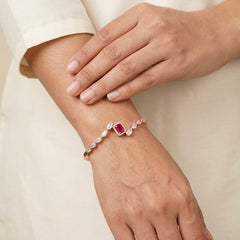 Ruby charm silver kada for women