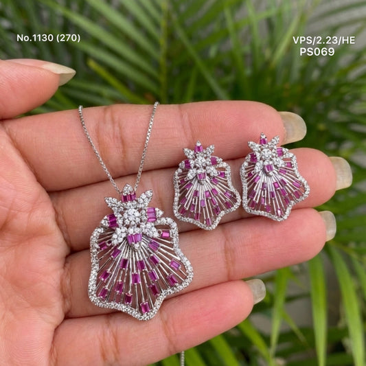Roseshine silver pendant set for women
