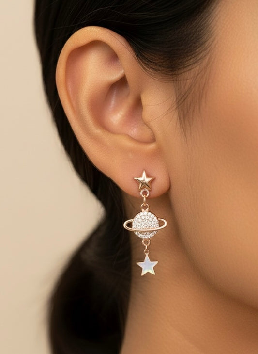 Galaxy dangle silver earrings