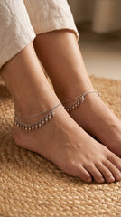 Women’s Traditional Modern Pure Silver Double Layer Gungroo Payal