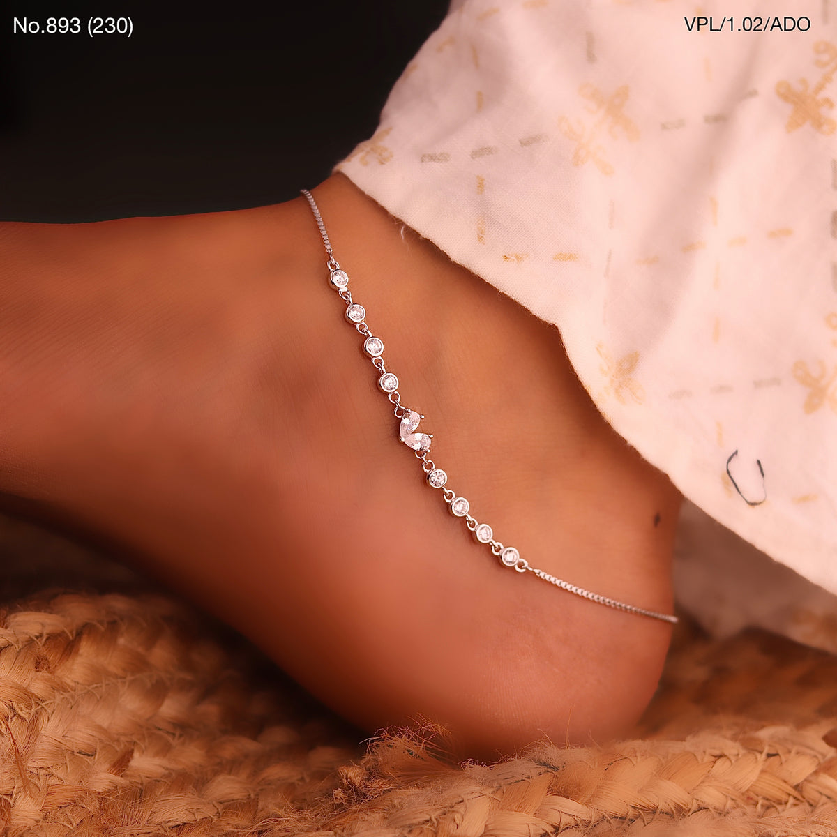 Celestial heart silver Payal for women