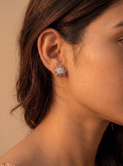 Layered bloom silver pendant set for women