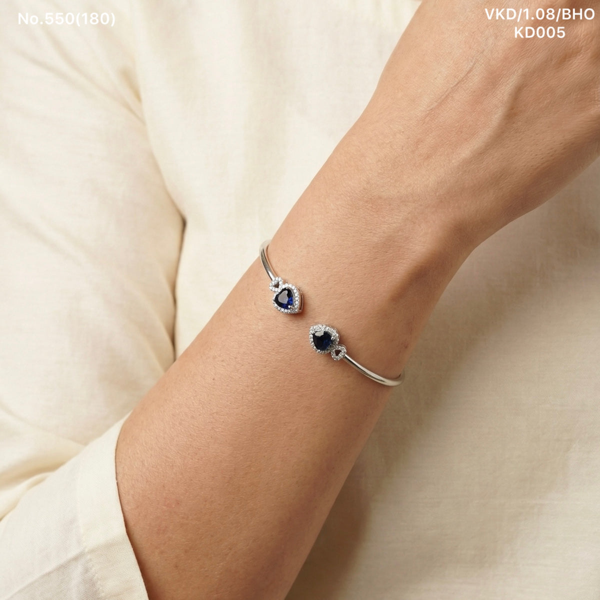 Royal blue silver kada for women